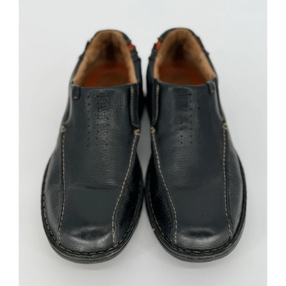 Clarks Unstructuredm Un.Seal Mens Black Leather Slip-On Comfort Shoes Size 9.5